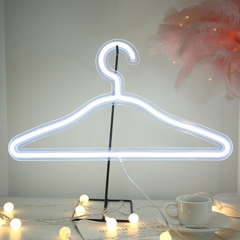 Illuminated Neon Night LED Clothes Hanger - Creative Bedroom Decorative Coat Hanger with Soft Glow - DormVibes