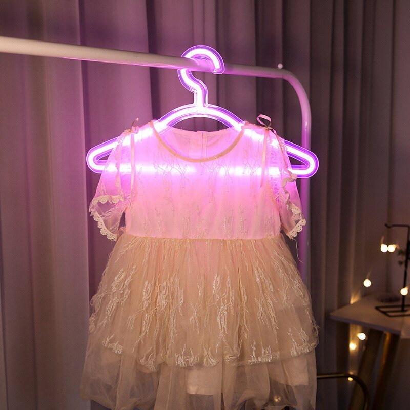 Illuminated Neon Night LED Clothes Hanger - Creative Bedroom Decorative Coat Hanger with Soft Glow - DormVibes