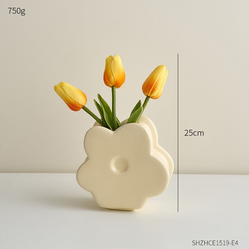 Innovative Flower-Shaped Ceramic Vase: Modern Home Decor for Living Rooms, Desks, and More - DormVibes