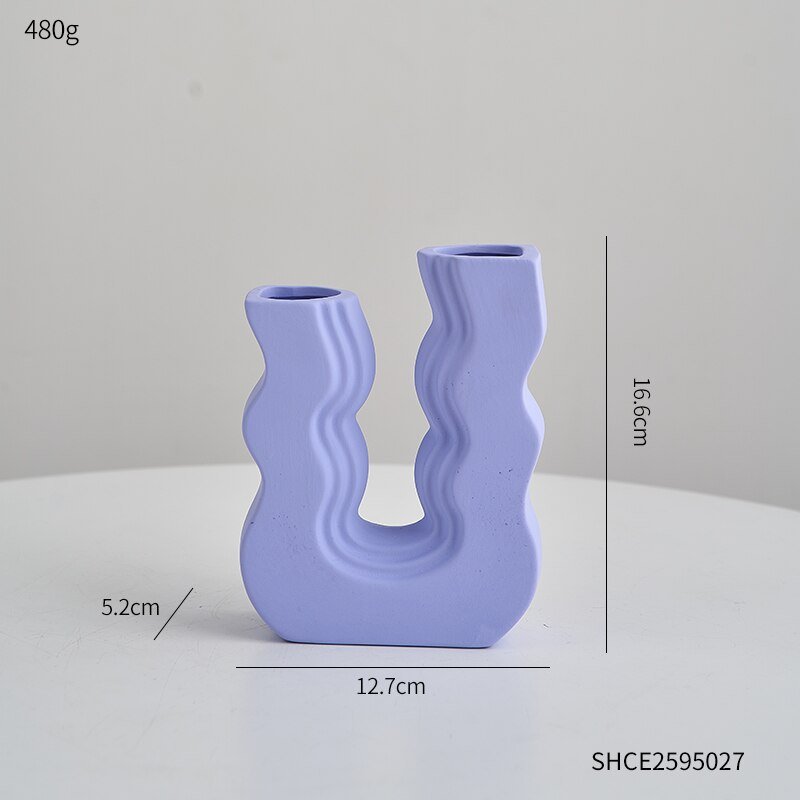 Innovative U-Shaped Ceramic Vase: Aesthetic Home and Living Room Decor for Artificial Flowers - DormVibes