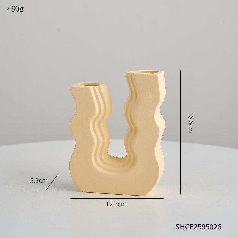 Innovative U-Shaped Ceramic Vase: Aesthetic Home and Living Room Decor for Artificial Flowers - DormVibes