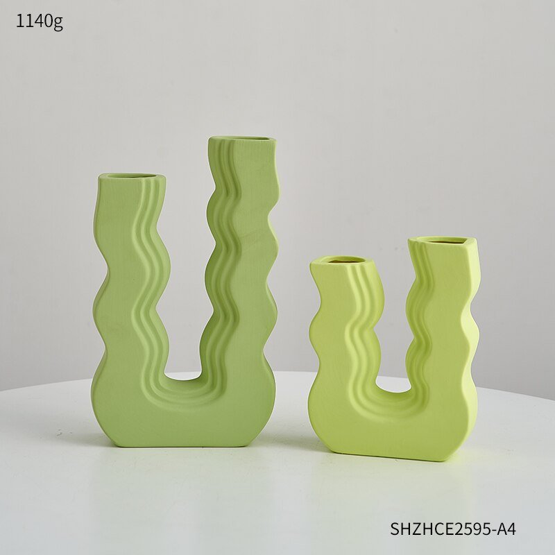 Innovative U-Shaped Ceramic Vase: Aesthetic Home and Living Room Decor for Artificial Flowers - DormVibes