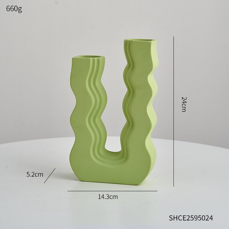 Innovative U-Shaped Ceramic Vase: Aesthetic Home and Living Room Decor for Artificial Flowers - DormVibes