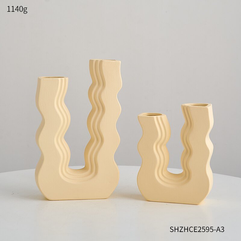 Innovative U-Shaped Ceramic Vase: Aesthetic Home and Living Room Decor for Artificial Flowers - DormVibes
