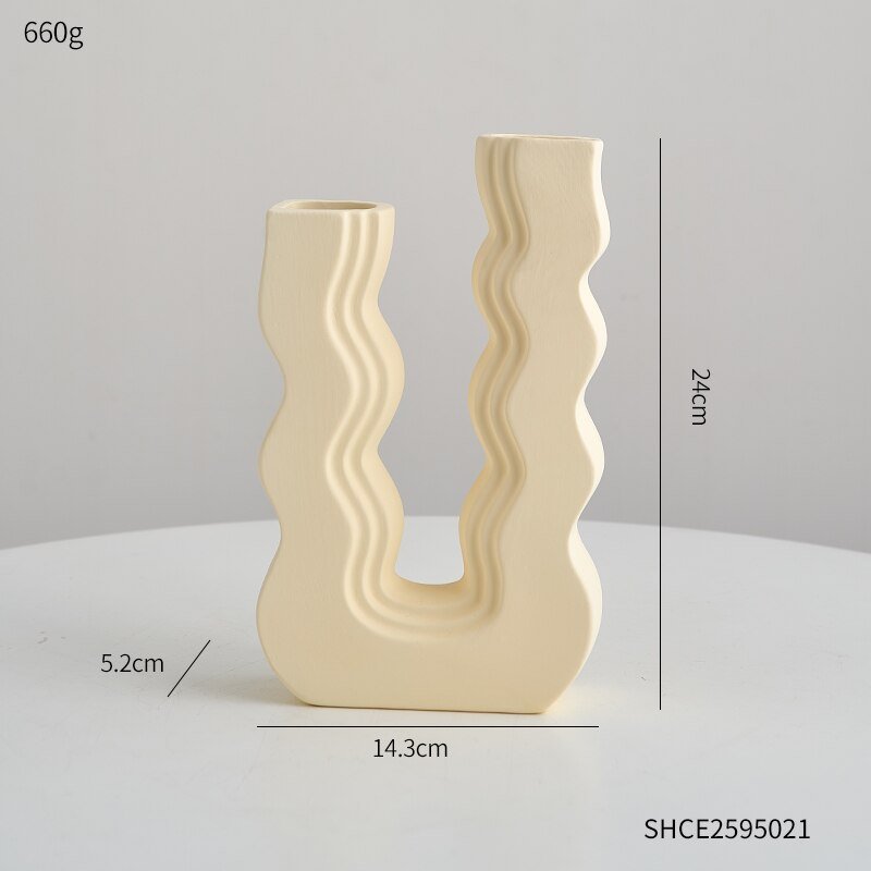 Innovative U-Shaped Ceramic Vase: Aesthetic Home and Living Room Decor for Artificial Flowers - DormVibes