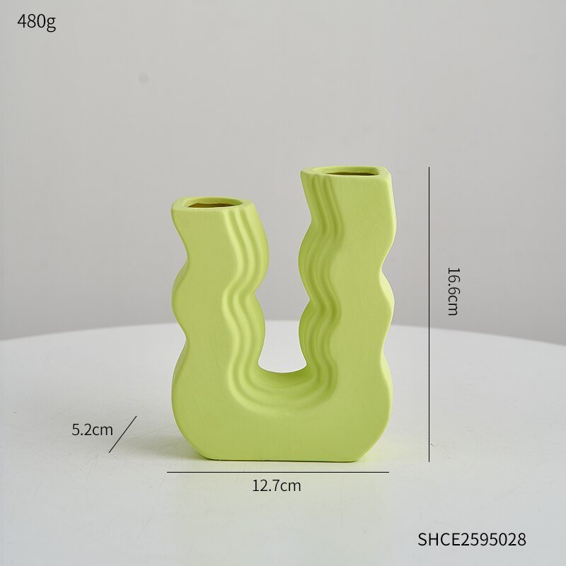 Innovative U-Shaped Ceramic Vase: Aesthetic Home and Living Room Decor for Artificial Flowers - DormVibes