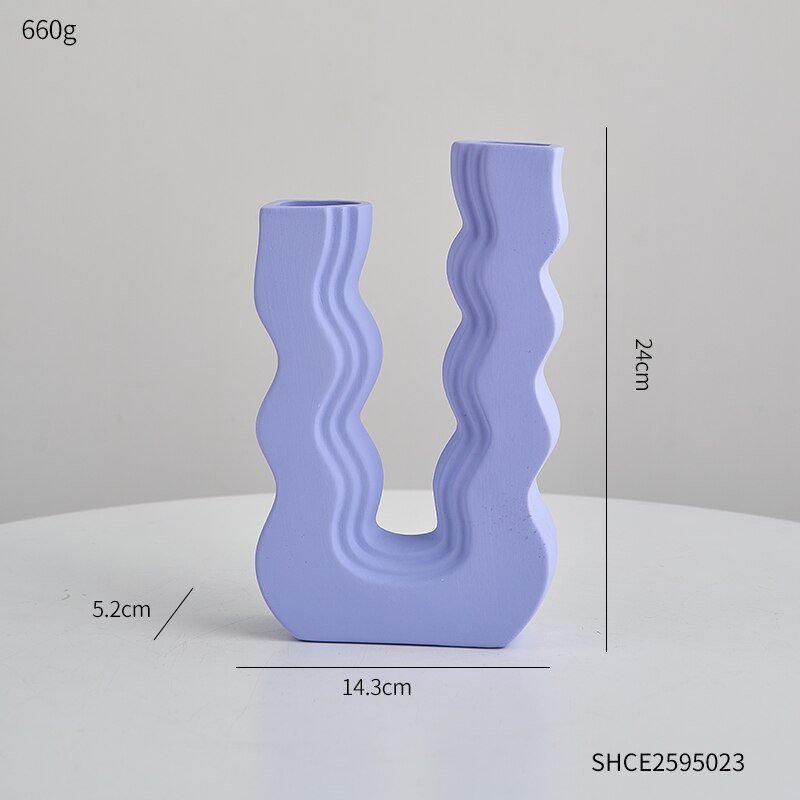 Innovative U-Shaped Ceramic Vase: Aesthetic Home and Living Room Decor for Artificial Flowers - DormVibes