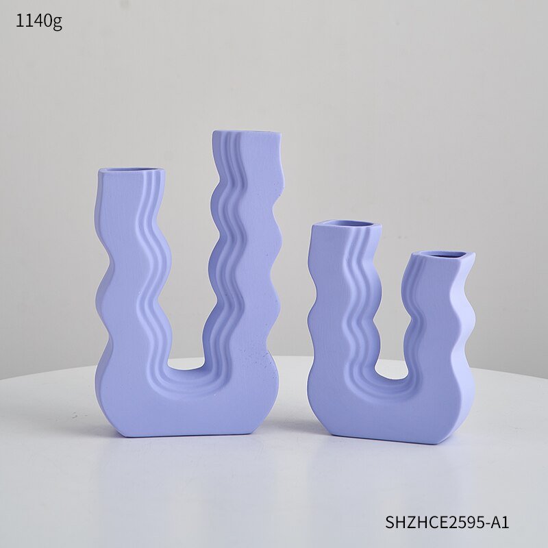 Innovative U-Shaped Ceramic Vase: Aesthetic Home and Living Room Decor for Artificial Flowers - DormVibes