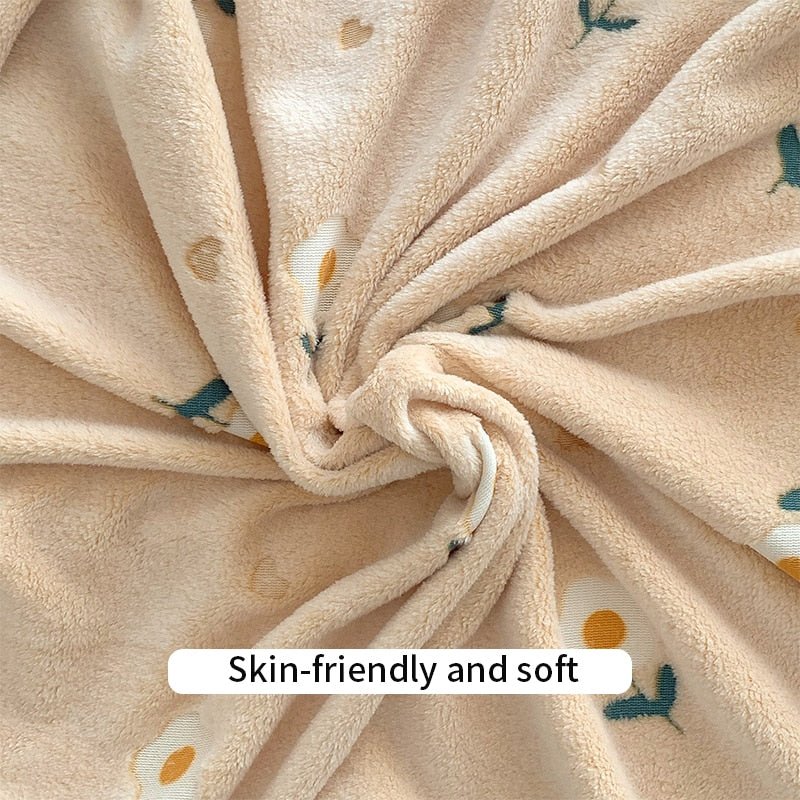INS Milk Fleece Blanket - Soft Nap Shawl, Portable Travel Blanket, Air Conditioning Cover for Sofa, Bed - Warm Fluffy Decor - DormVibes