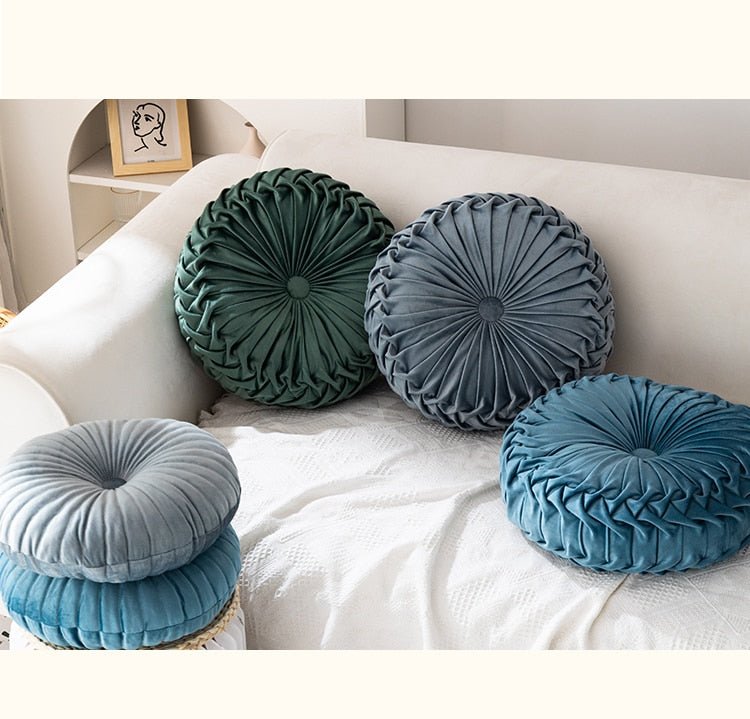 Ins Nordic Pumpkin Pillow - Round Sitting Pillow, Waist Cushion for Living Room Sofa, Bed and Breakfast, Fold Wheel Futon Decor - DormVibes