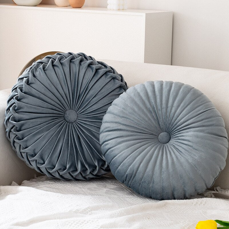 Ins Nordic Pumpkin Pillow - Round Sitting Pillow, Waist Cushion for Living Room Sofa, Bed and Breakfast, Fold Wheel Futon Decor - DormVibes