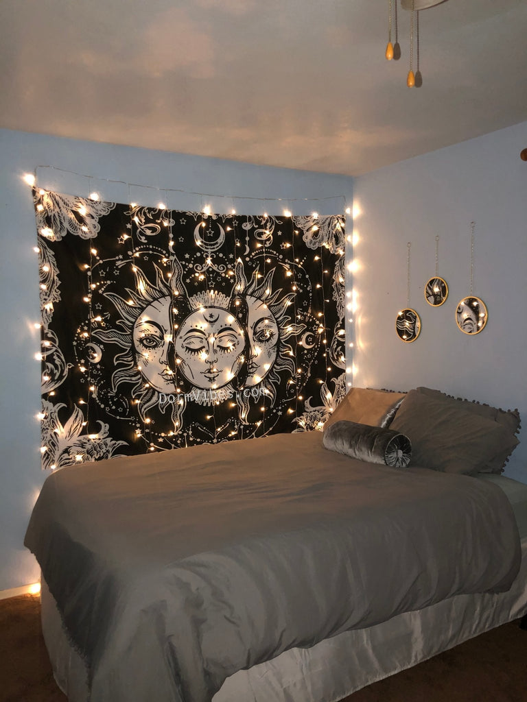 Inverse Black & White Moon Sun Tapestry - DormVibes