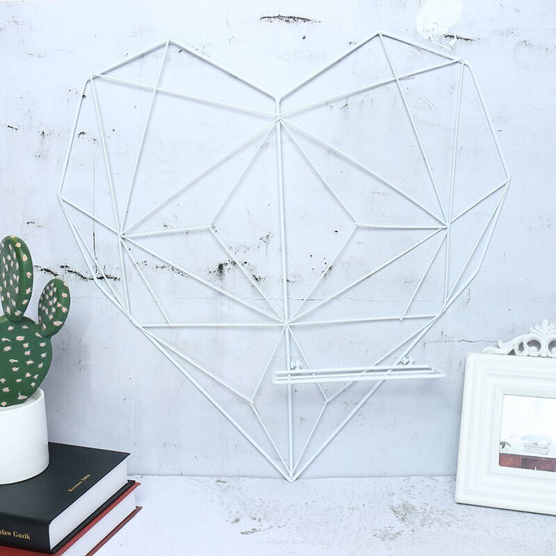 Iron Heart-Shaped Grid Picture Rack: DIY Photo and Postcard Holder, Storage Shelf for Wall Hanging Home Bedroom Decor - DormVibes