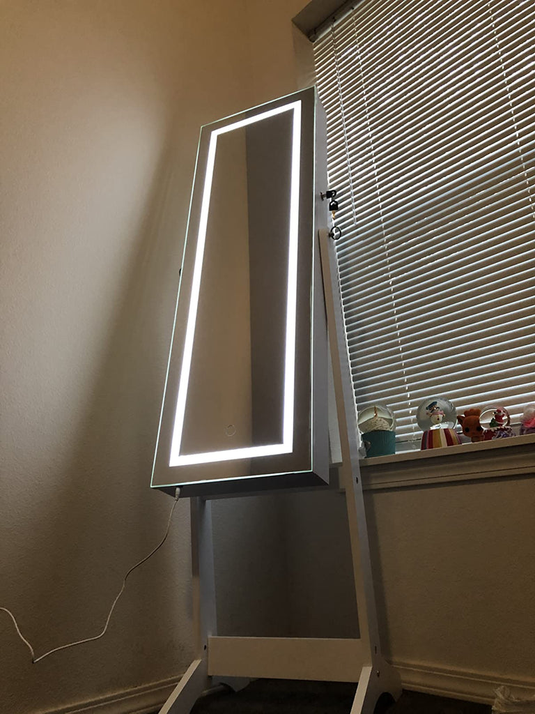 Jewelry Storage Mirror Cabinet with LED Lighting - DormVibes