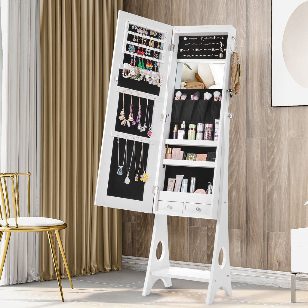 Jewelry Storage Mirror Cabinet with LED Lighting - DormVibes