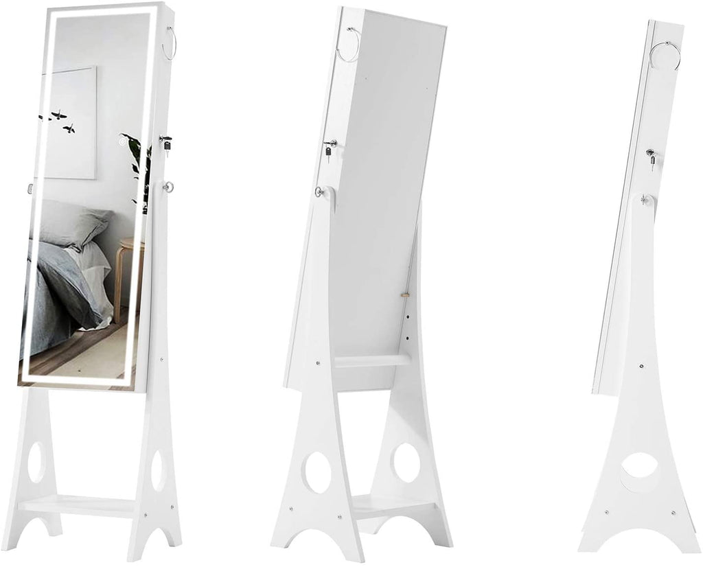 Jewelry Storage Mirror Cabinet with LED Lighting - DormVibes