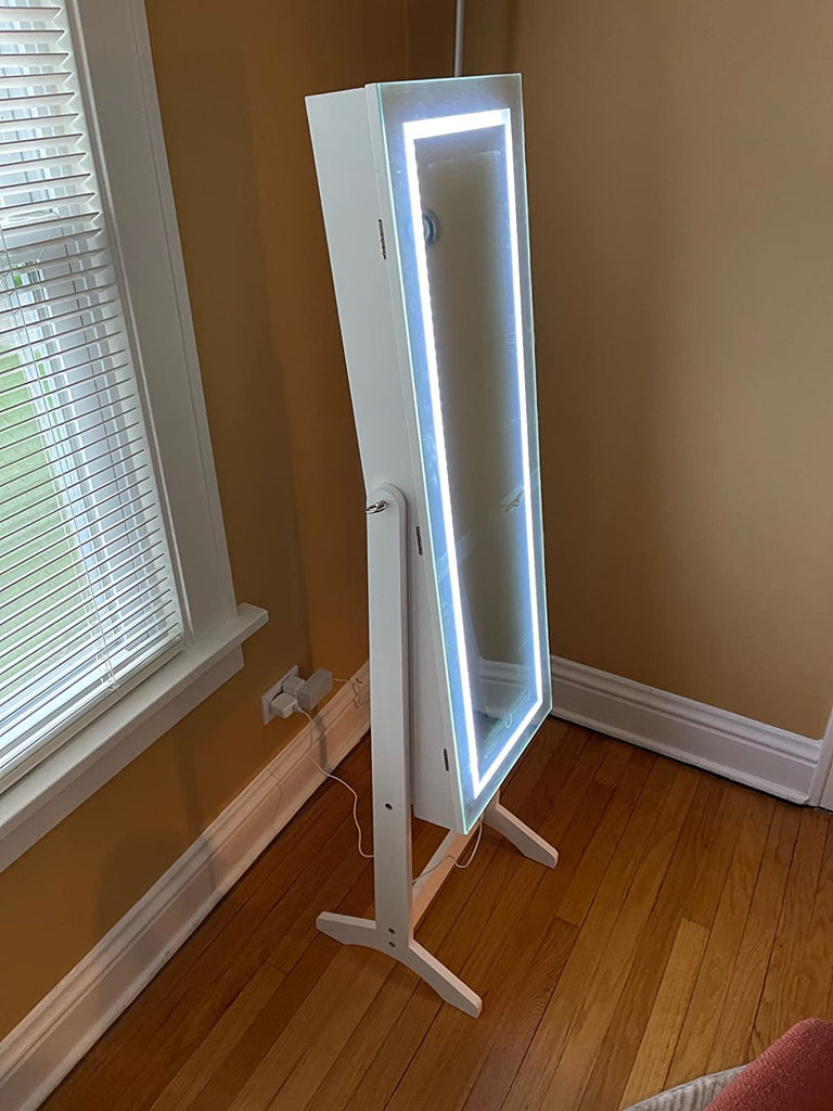 Jewelry Storage Mirror Cabinet with LED Lighting - DormVibes