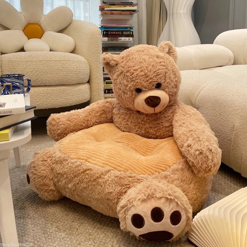 Kawaii Cartoon Bear Bean Bag Chair - Plush 50X40cm Sofa with Filling for Home, Kids' Rooms, and Cute Animal Furniture - DormVibes