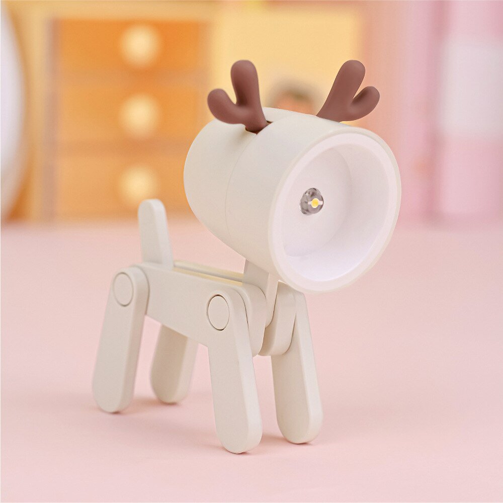 Kawaii Dog and Deer Mini LED Night Light - Folding Table Lamp for Kids' Room, Bedside, and Bedroom Decoration - DormVibes
