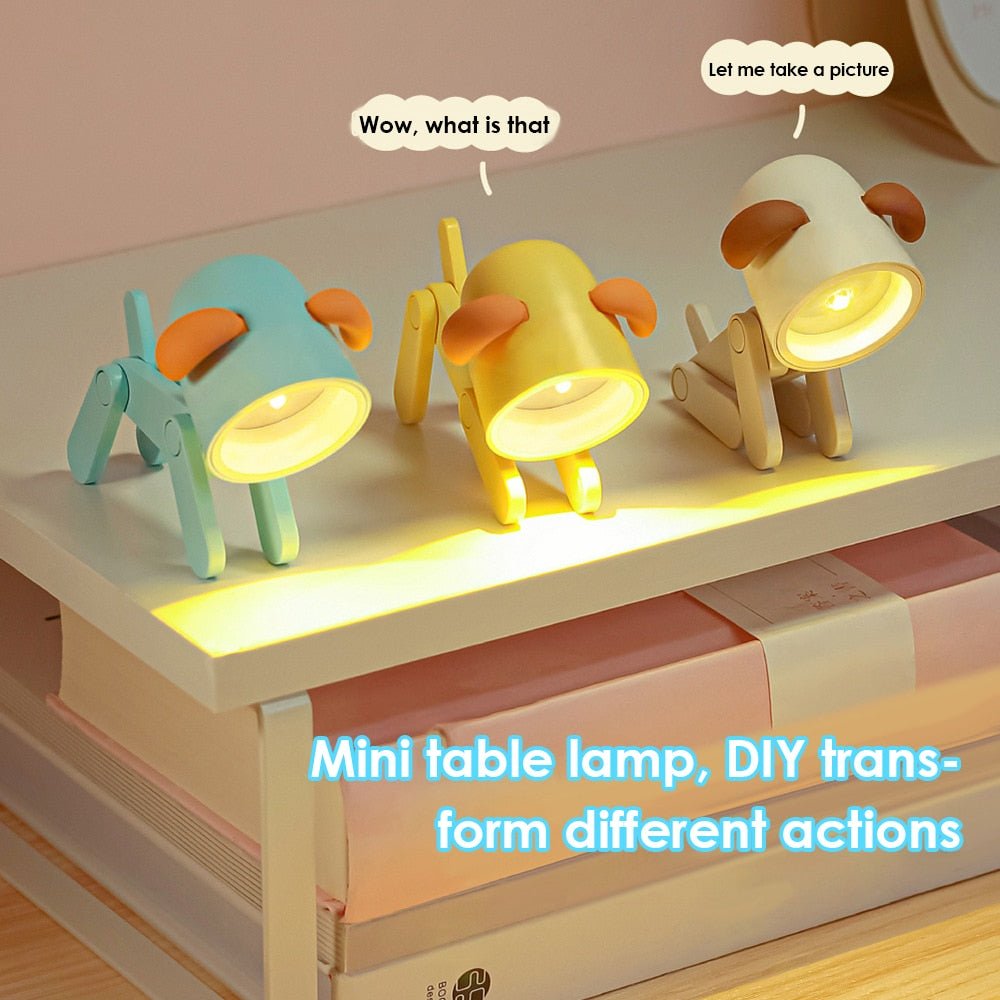Kawaii Dog and Deer Mini LED Night Light - Folding Table Lamp for Kids' Room, Bedside, and Bedroom Decoration - DormVibes