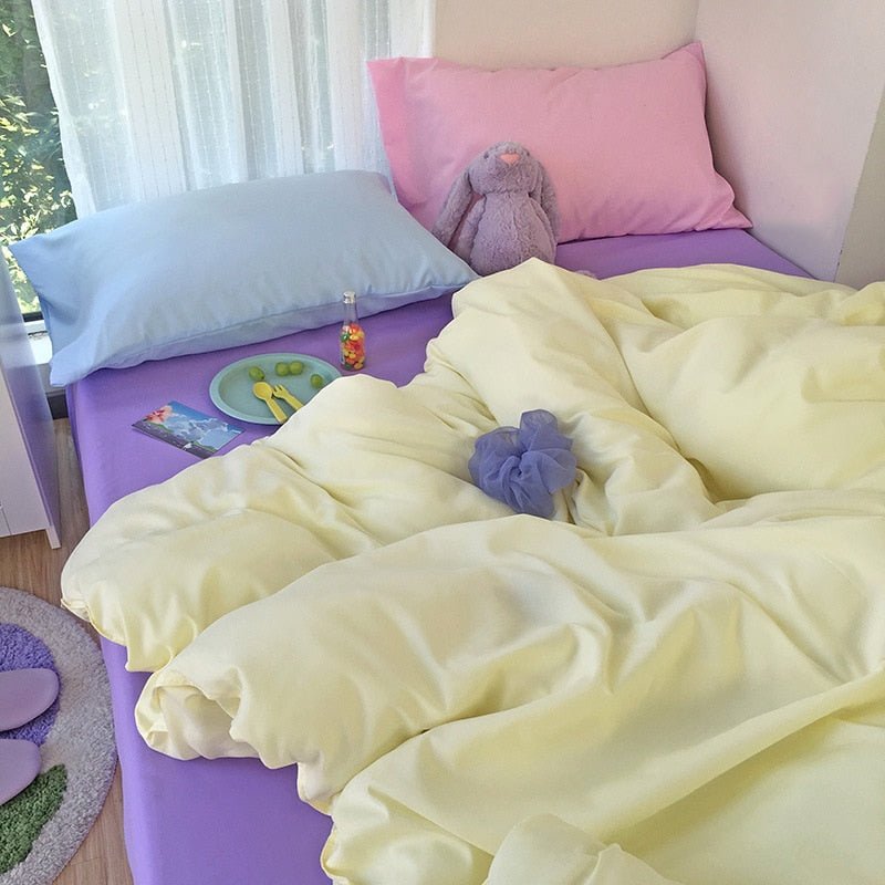 Kawaii Korean Bedding Set - Cute and Comfortable Twin Full Queen King Size for a Cozy Bedroom - DormVibes