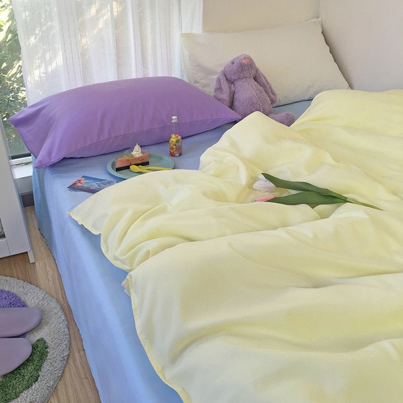 Kawaii Korean Bedding Set - Cute and Comfortable Twin Full Queen King Size for a Cozy Bedroom - DormVibes