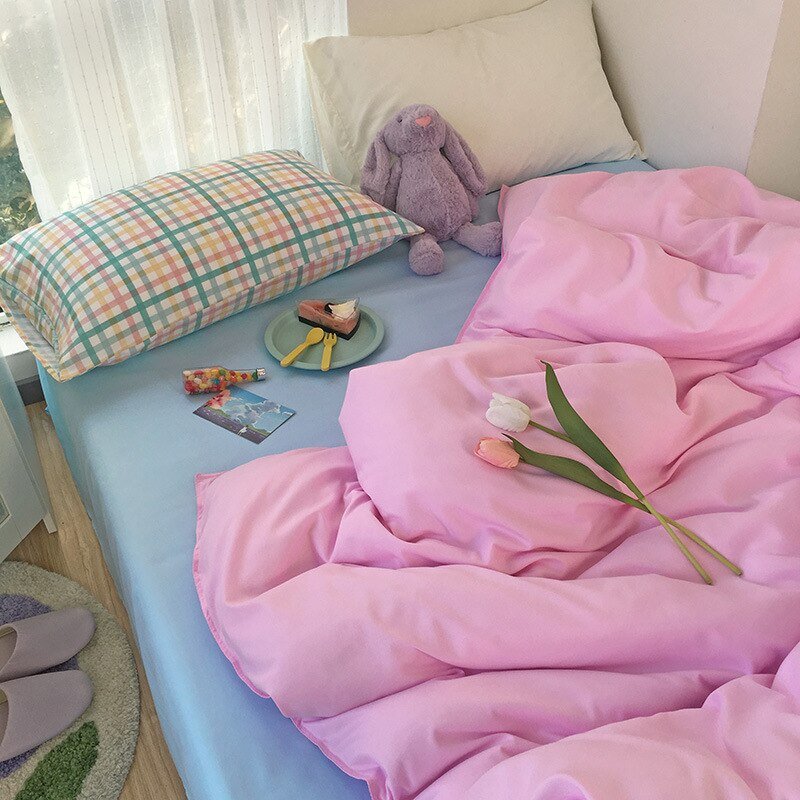Kawaii Korean Bedding Set - Cute and Comfortable Twin Full Queen King Size for a Cozy Bedroom - DormVibes