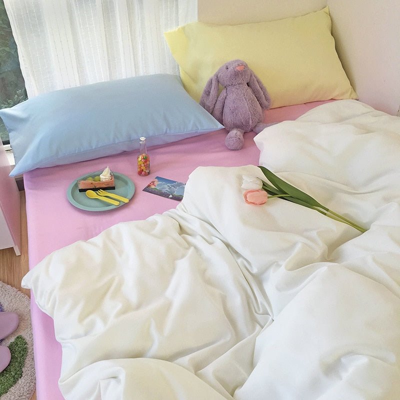 Kawaii Korean Bedding Set - Cute and Comfortable Twin Full Queen King Size for a Cozy Bedroom - DormVibes