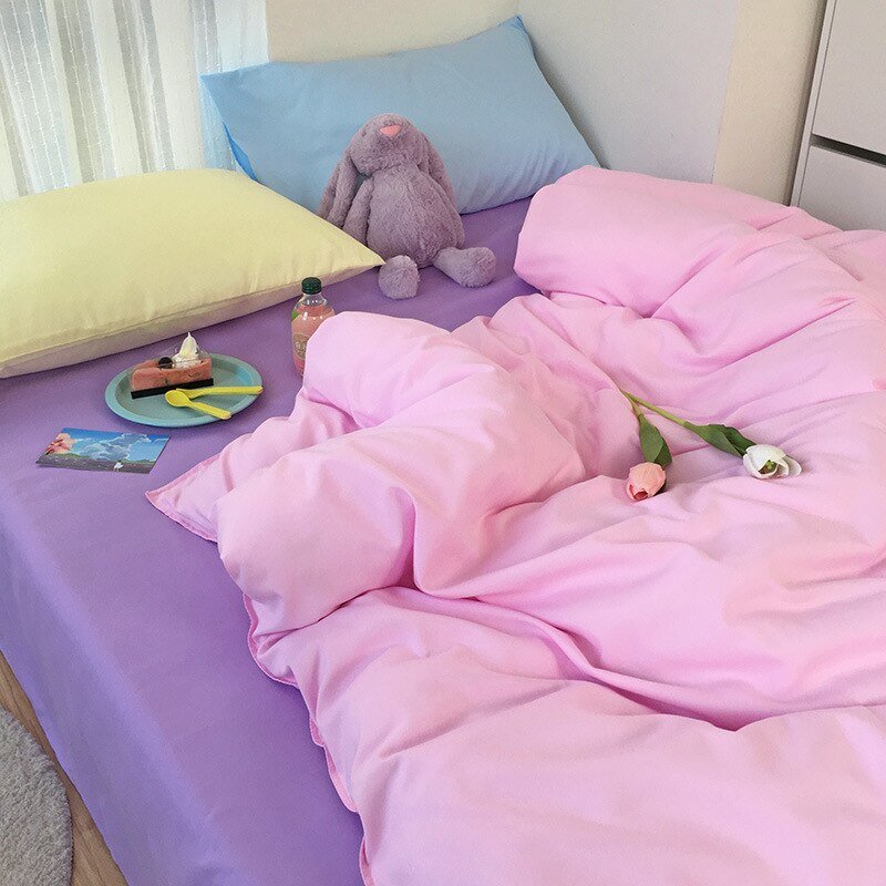 Kawaii Korean Bedding Set - Cute and Comfortable Twin Full Queen King Size for a Cozy Bedroom - DormVibes