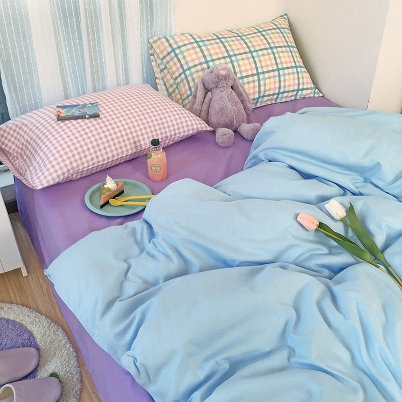 Kawaii Korean Bedding Set - Cute and Comfortable Twin Full Queen King Size for a Cozy Bedroom - DormVibes