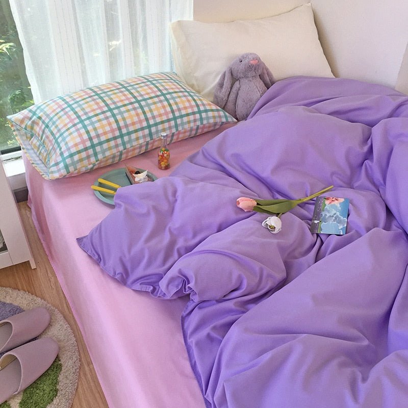 Kawaii Korean Bedding Set - Cute and Comfortable Twin Full Queen King Size for a Cozy Bedroom - DormVibes