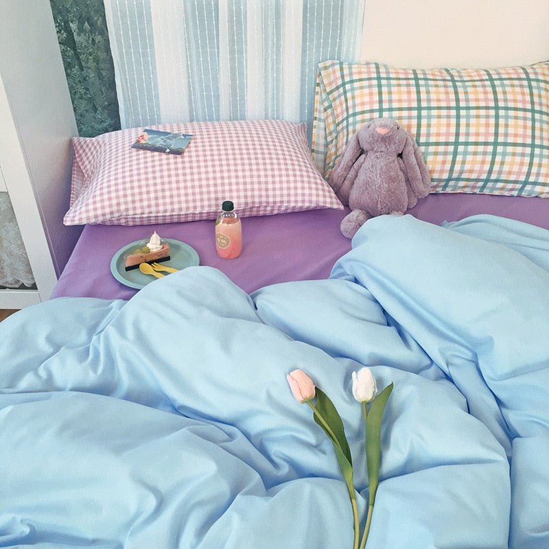 Kawaii Korean Bedding Set - Cute and Comfortable Twin Full Queen King Size for a Cozy Bedroom - DormVibes