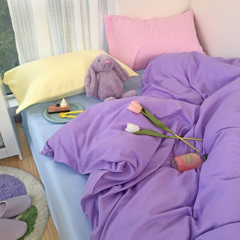 Kawaii Korean Bedding Set - Cute and Comfortable Twin Full Queen King Size for a Cozy Bedroom - DormVibes
