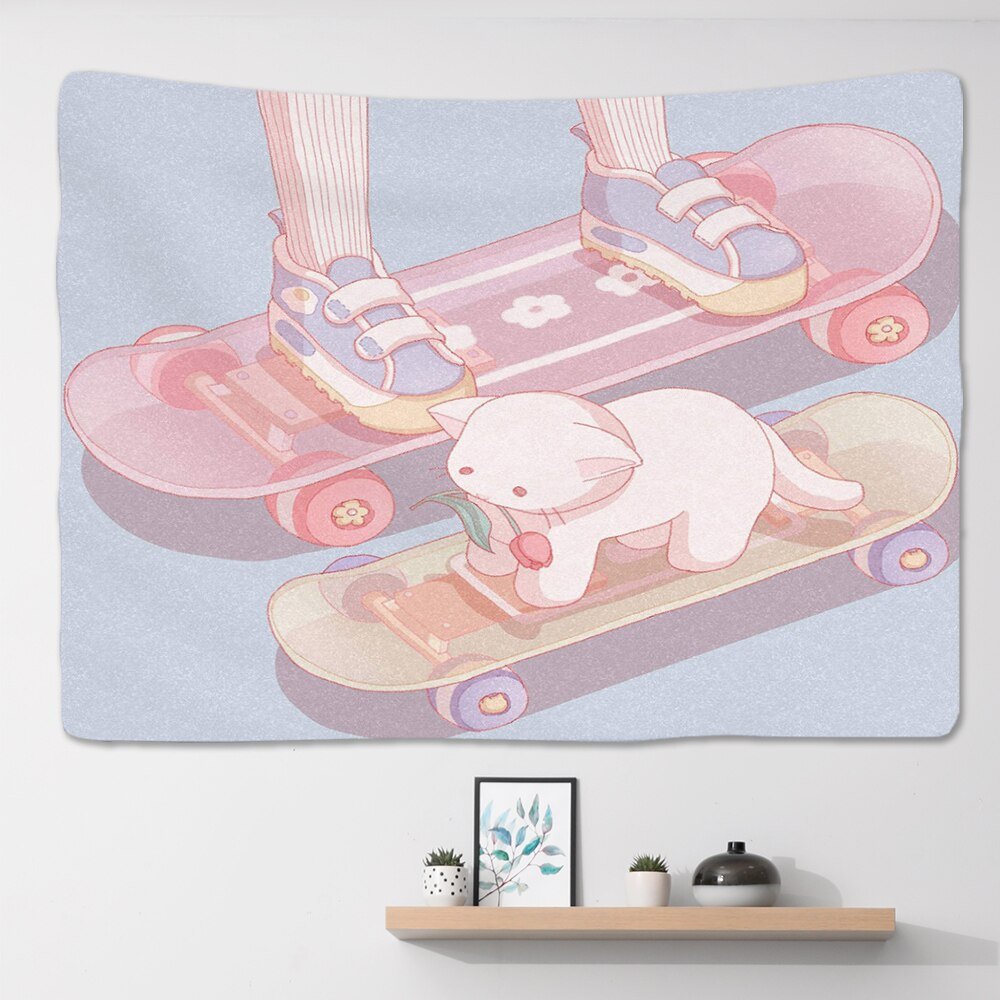 Pink anime tapestry store