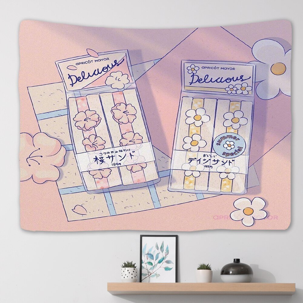 Pink anime tapestry sale