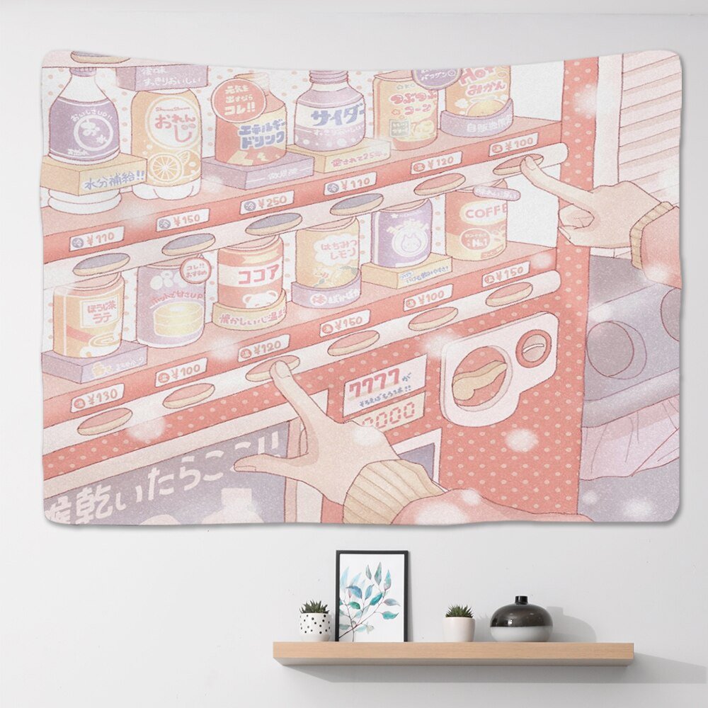 Pink anime tapestry deals