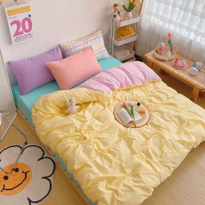 Kawaii Rainbow Bedding Duvet Set: 100% Cotton Flat Bed Sheet and Pillo –  DormVibes