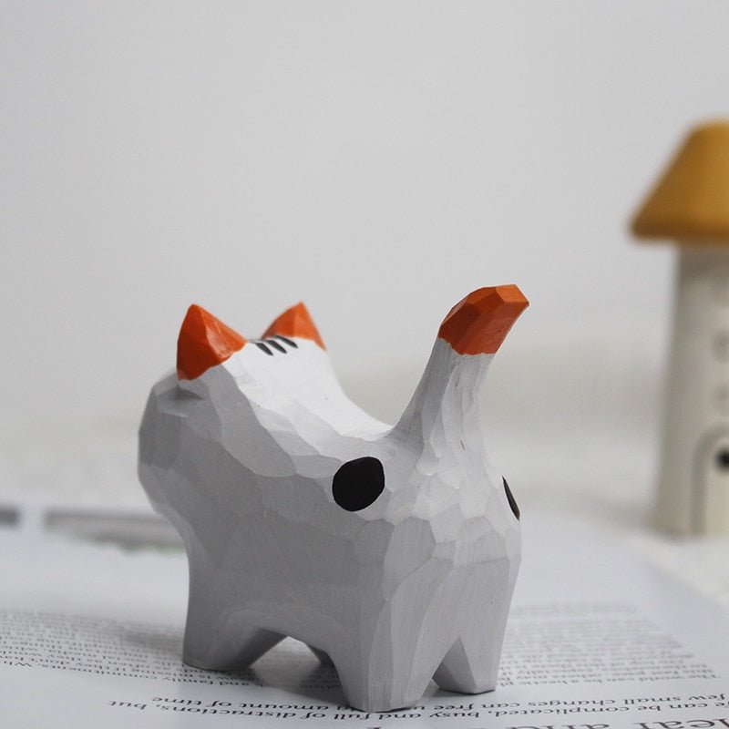 Kitten Handmade Wood Carving Desk Ornaments - DormVibes