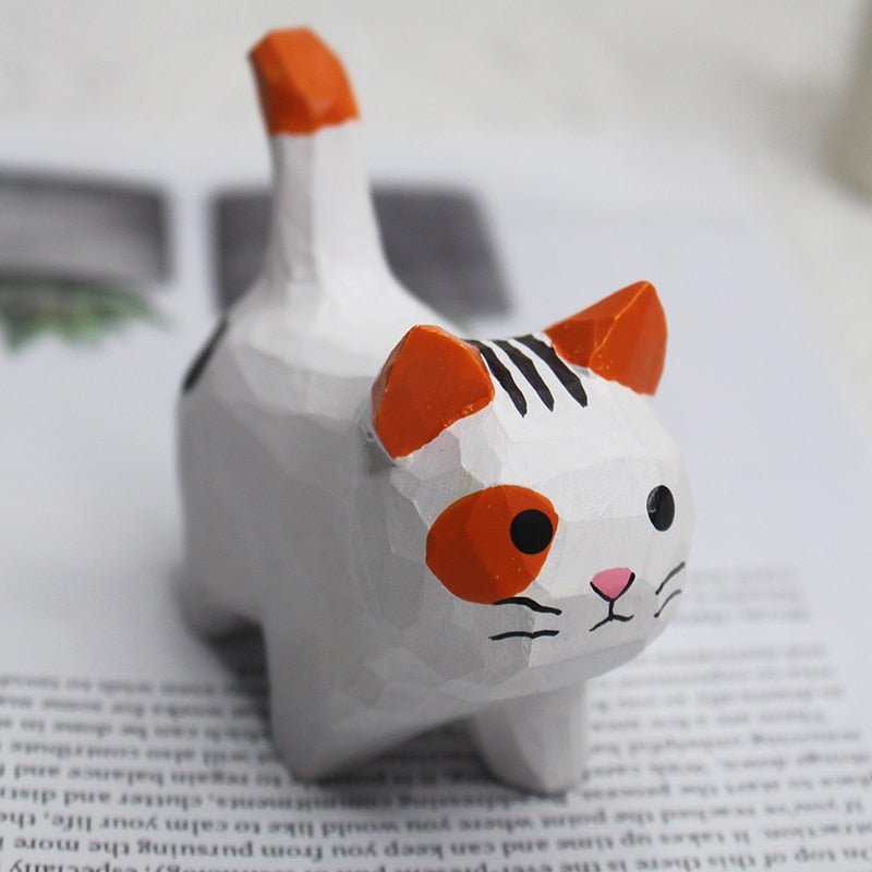 Kitten Handmade Wood Carving Desk Ornaments - DormVibes