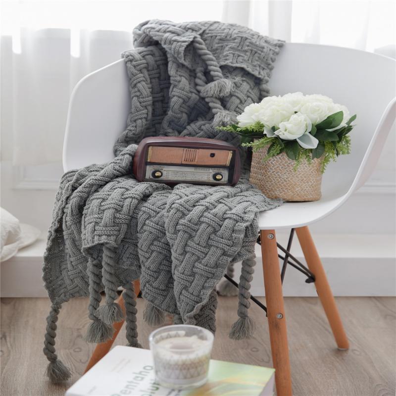 Grey sales tassel blanket