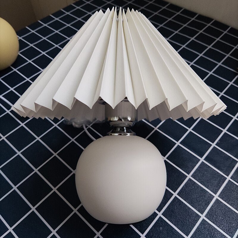 Korean Pleated Ceramic Table Lamp - DormVibes