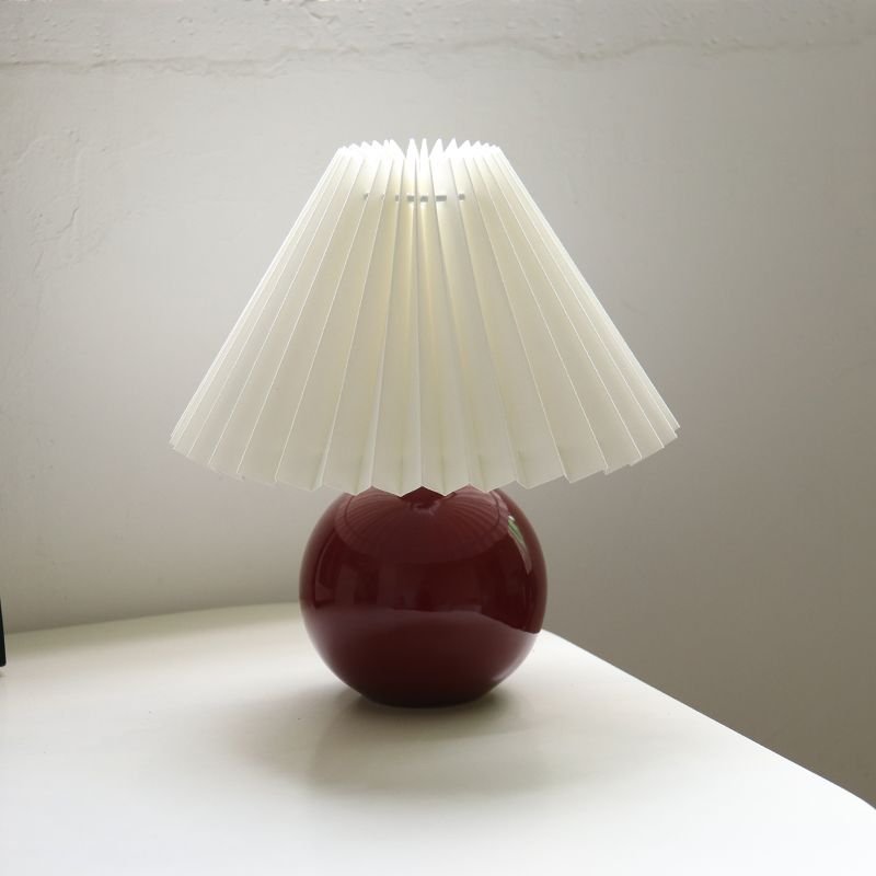 Korean Pleated Ceramic Table Lamp - DormVibes