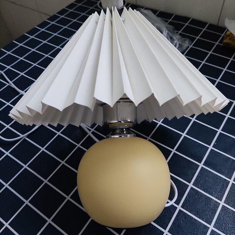 Korean Pleated Ceramic Table Lamp - DormVibes