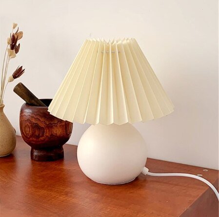 Korean Pleated Ceramic Table Lamp - DormVibes