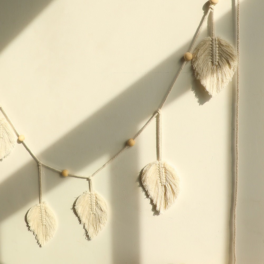 Large Bohemian Macrame Wall Tapestry with Leaf Tassels: Aesthetic Home Decoration for Living Room and Bedroom - DormVibes