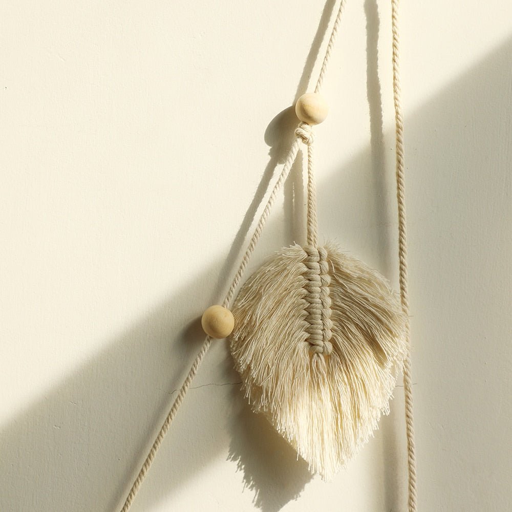 Large Bohemian Macrame Wall Tapestry with Leaf Tassels: Aesthetic Home Decoration for Living Room and Bedroom - DormVibes