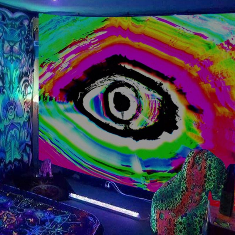 Large Eye Pastel Blacklight Tapestry - DormVibes