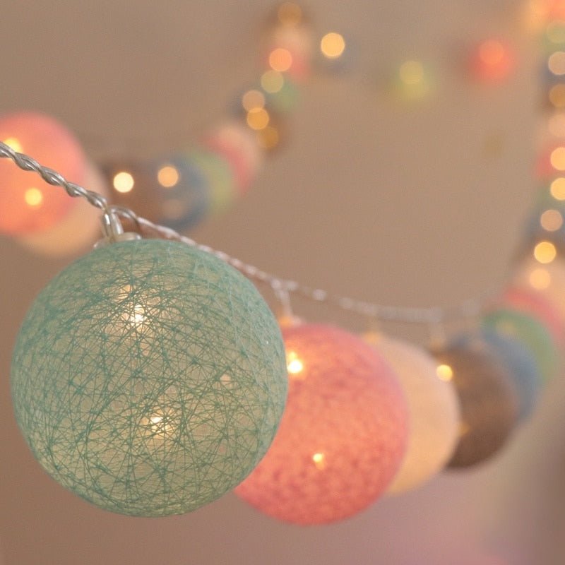 LED Cotton Ball Garland String Lights - DormVibes