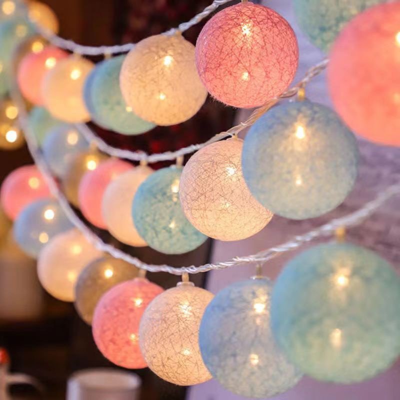 LED Cotton Ball Garland String Lights - DormVibes