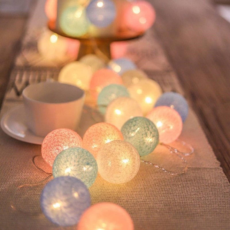 LED Cotton Ball Garland String Lights - DormVibes